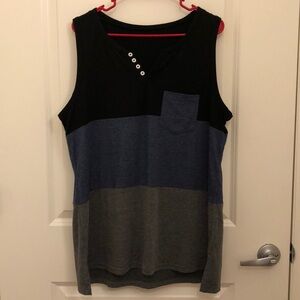 Black, Blue, and Gray block color sleeveless shirt
